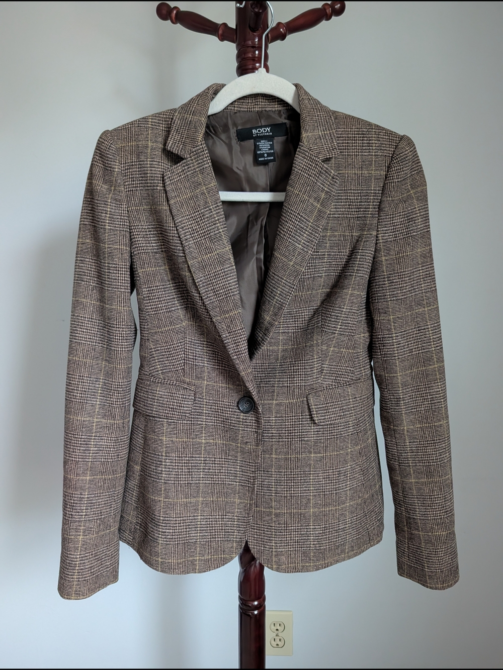 Victoria's Secret Brown Plaid Tailored Blazer